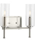 Elara 2-Light New Traditional Clear Glass Bath Vanity Light Brushed Nickel