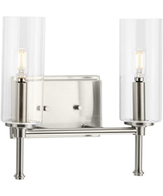 Elara 2-Light New Traditional Clear Glass Bath Vanity Light Brushed Nickel