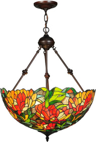 20"W Lamella 3-Light Inverted Pendant Brown
