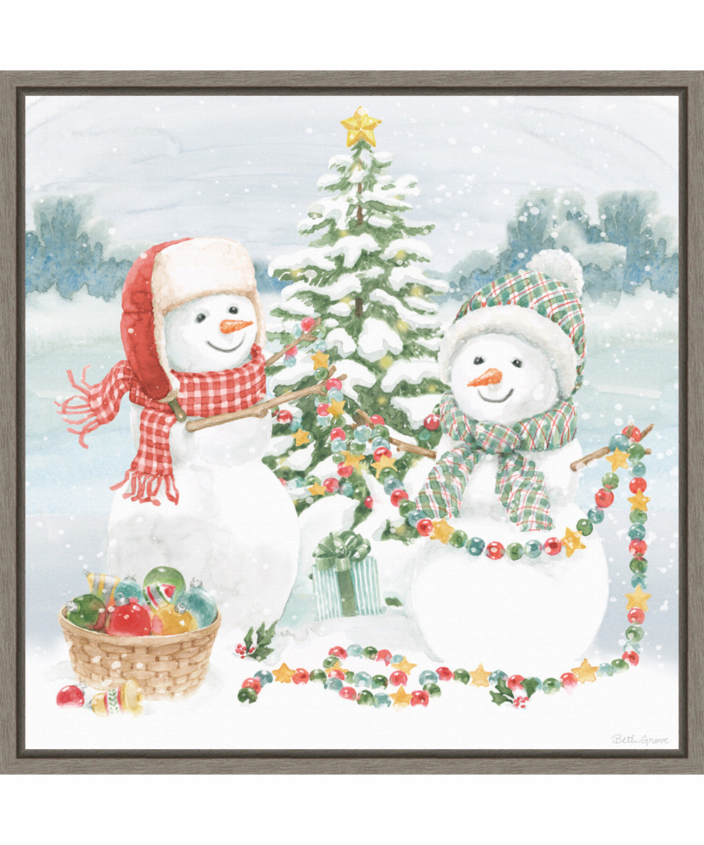 Framed Snow Day II by Beth Grove Canvas Wall Art Print (22  W x 22  H), Sylvie Greywash Frame