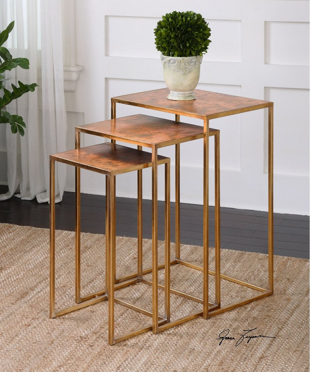 27"H Copres Oxidized Nesting Tables Set of 3