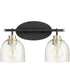 16"W Espy 2-light Bath Vanity Light Noir w/ Aged Brass