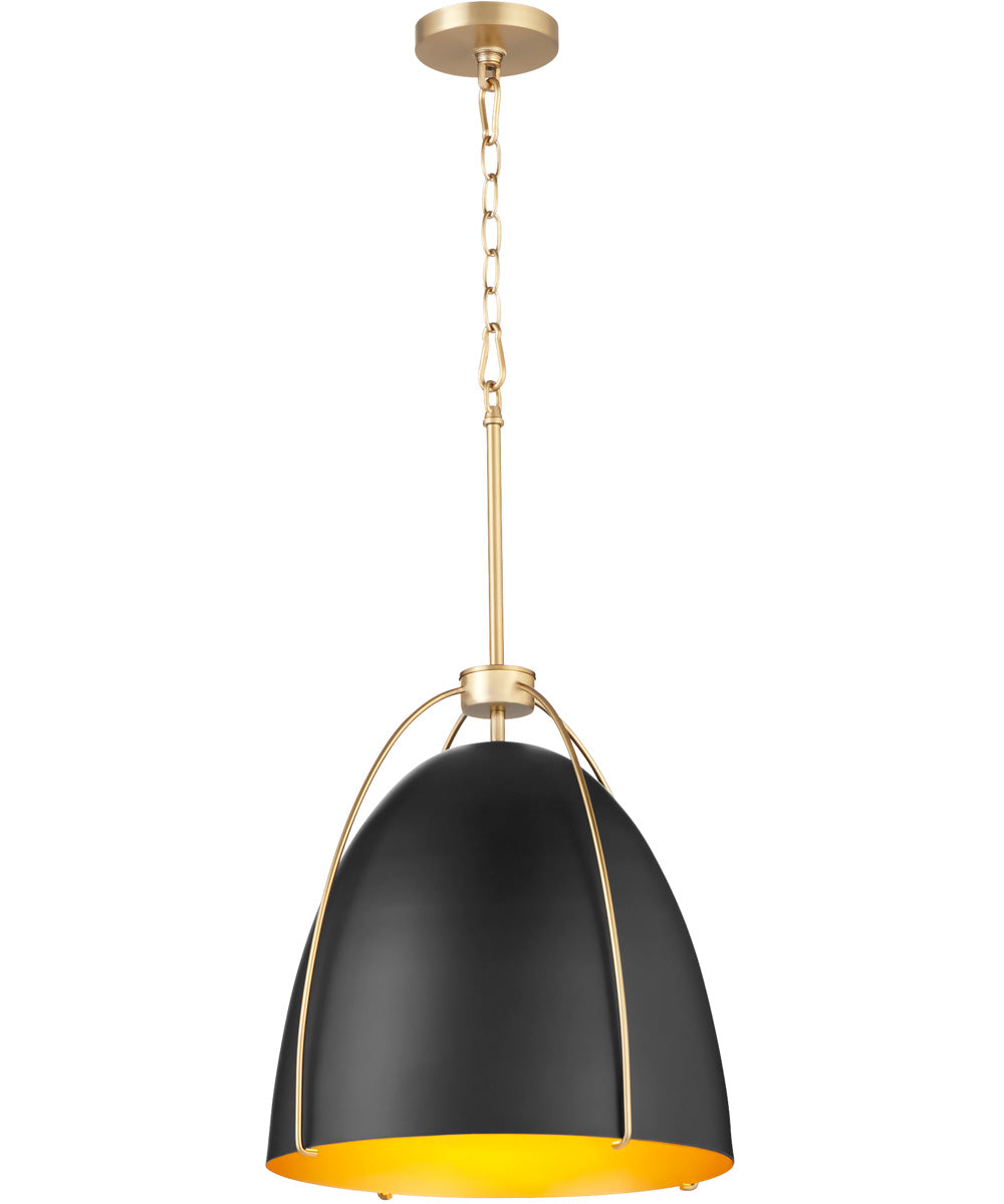 3-light Pendant Matte Black w/ Aged Brass