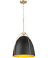 3-light Pendant Matte Black w/ Aged Brass