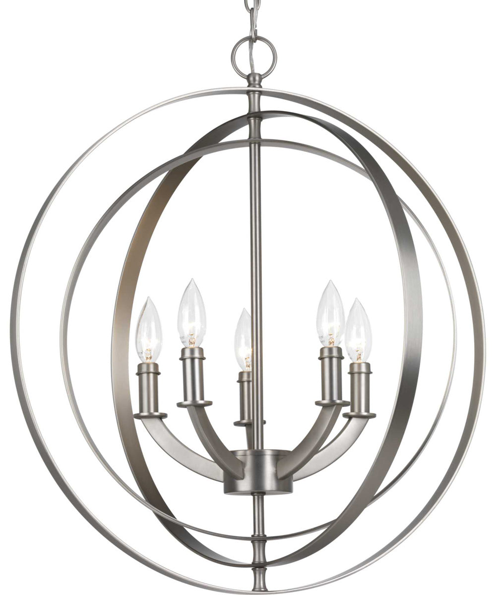 Equinox 5-Light New Traditional Sphere Pendant Light Burnished Silver