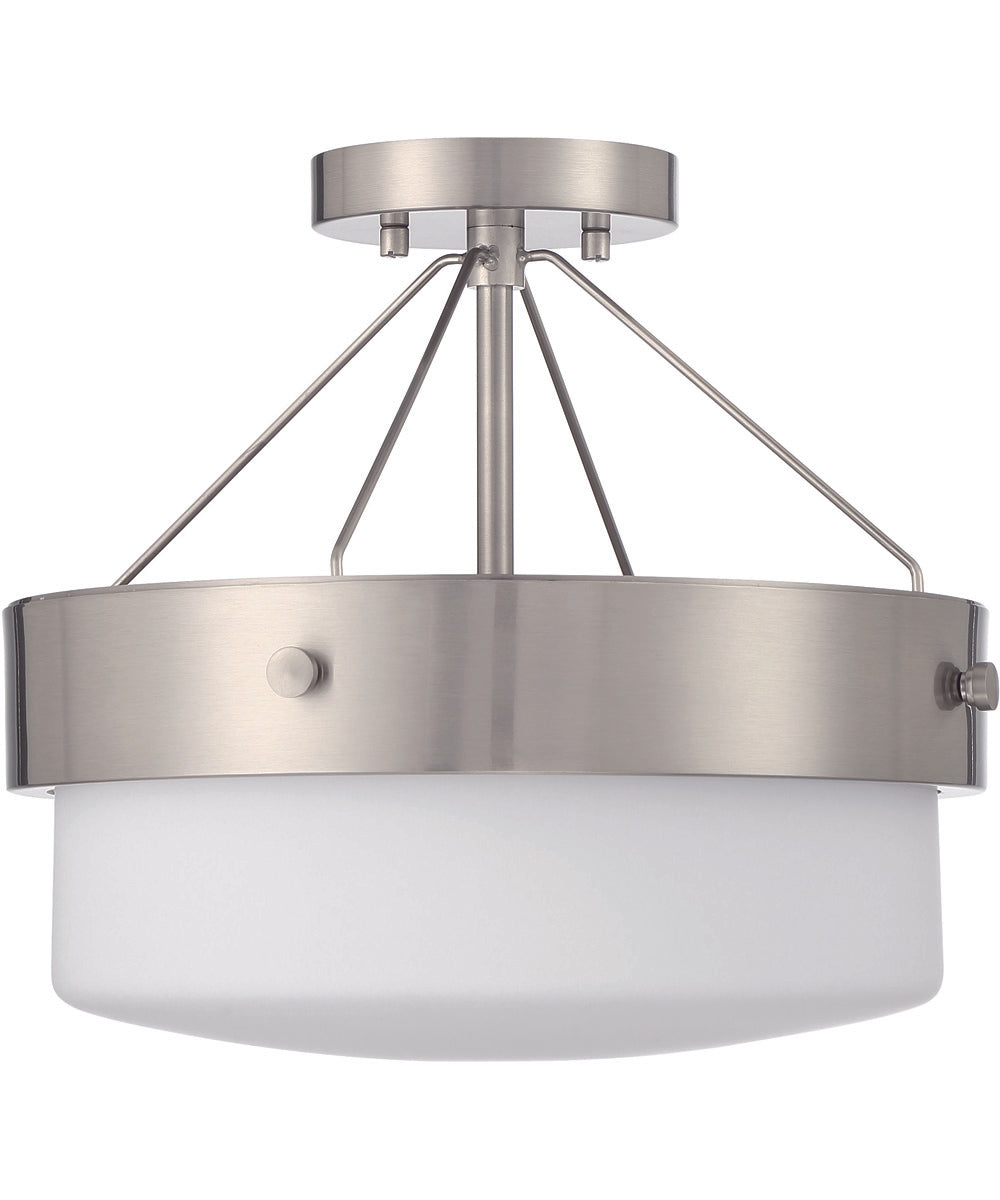 Oak Street 2-Light Convertible Semi Flush Brushed Polished Nickel/Whiskey Barrel