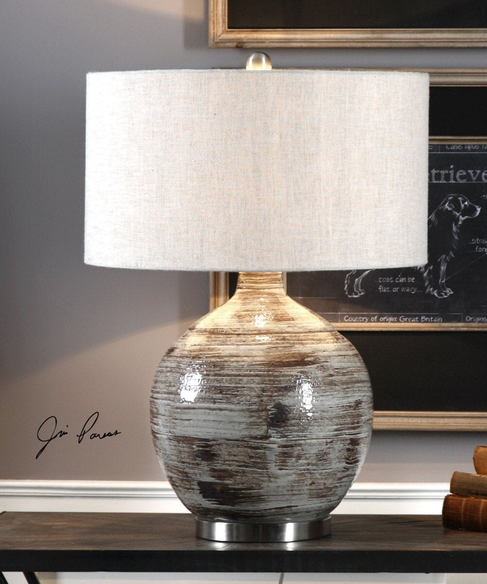 27"H Tamula Distressed Ivory Table Lamp
