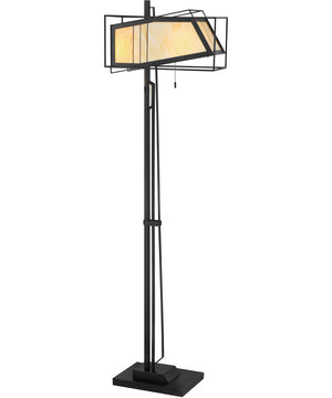 Rodney 2-Light Floor Lamp Black/Arteglasse Shade