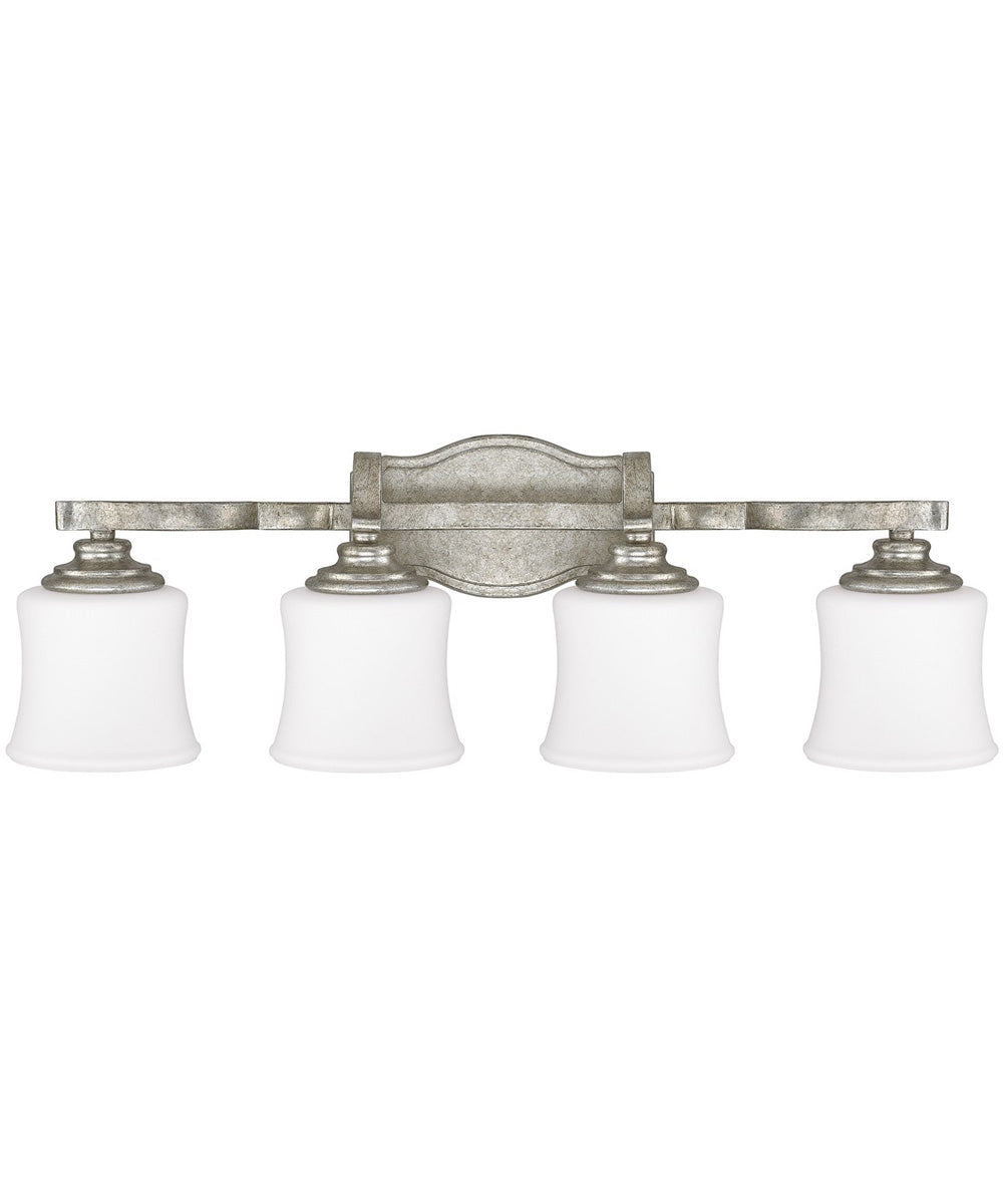 Blair 4-Light Vanity In Antique Silver With Soft White Glass