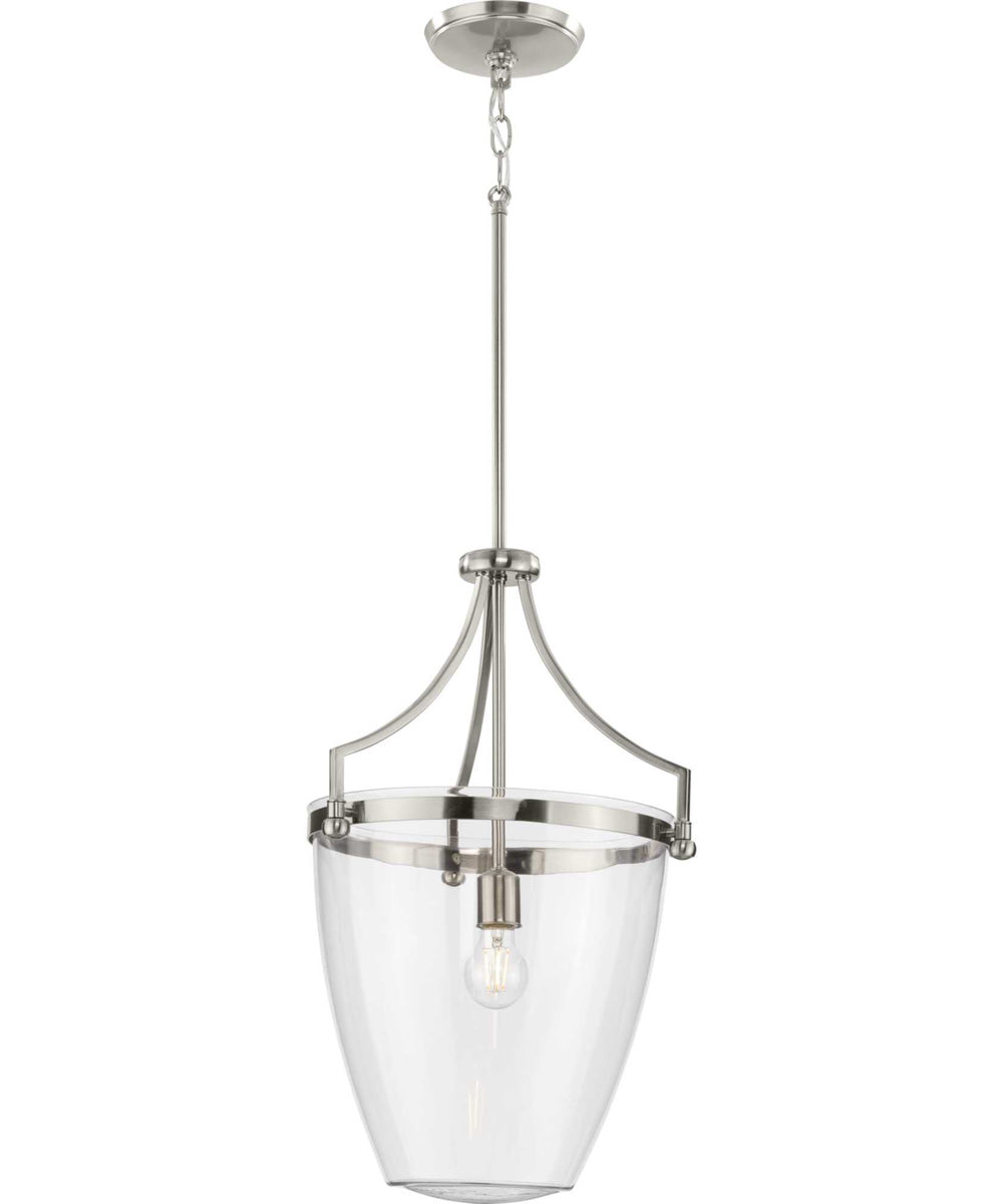 Parkhurst 1-Light New Traditional Clear Glass Pendant Light Brushed Nickel