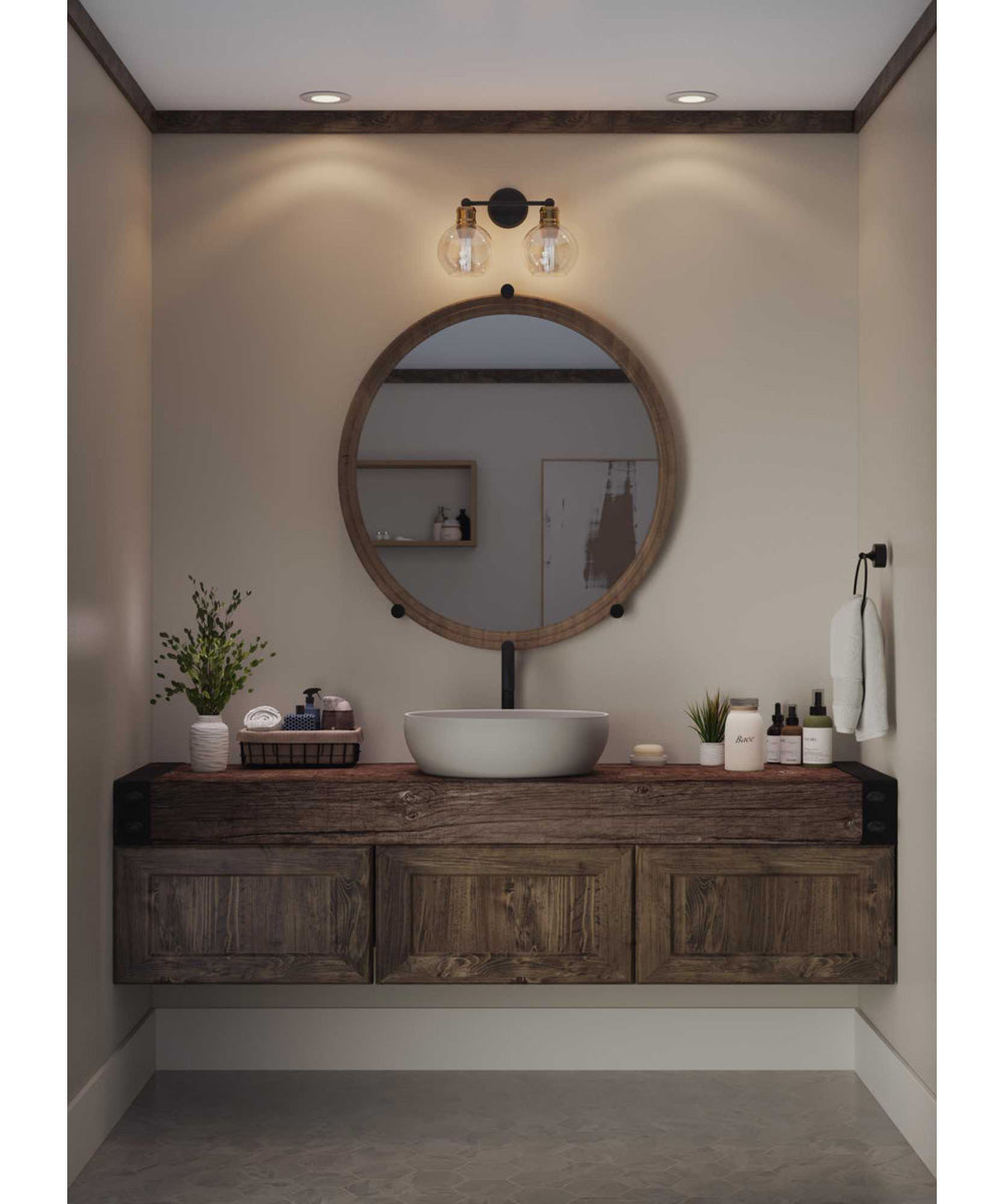 Hansford 2-Light Clear Glass Coastal Bath Vanity Light Antique Bronze