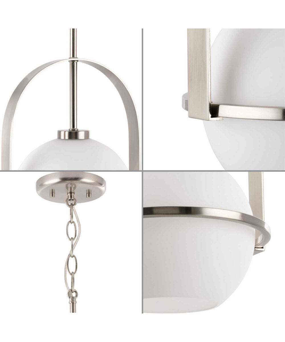 Delayne 1-Light Mid-Century Modern Etched Opal Glass Pendant Light Brushed Nickel