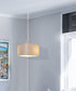 1 Light Swag Plug-In Pendant 14"w Rounded Corner Square Oatmeal Drum Shade, White Cord
