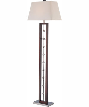 Pharell 1-Light Floor Lamp Chrome/Dark Walnut/White Fabric Shade