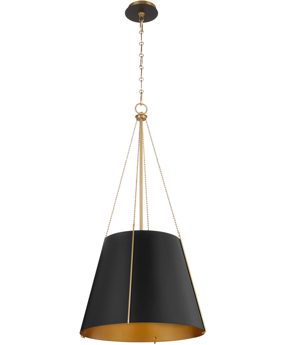 3-light Pendant Matte Black w/ Aged Brass