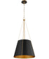 3-light Pendant Matte Black w/ Aged Brass