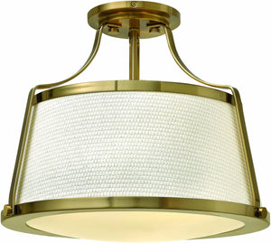 16"W Charlotte 3-Light Semi Flush Mount Brushed Caramel