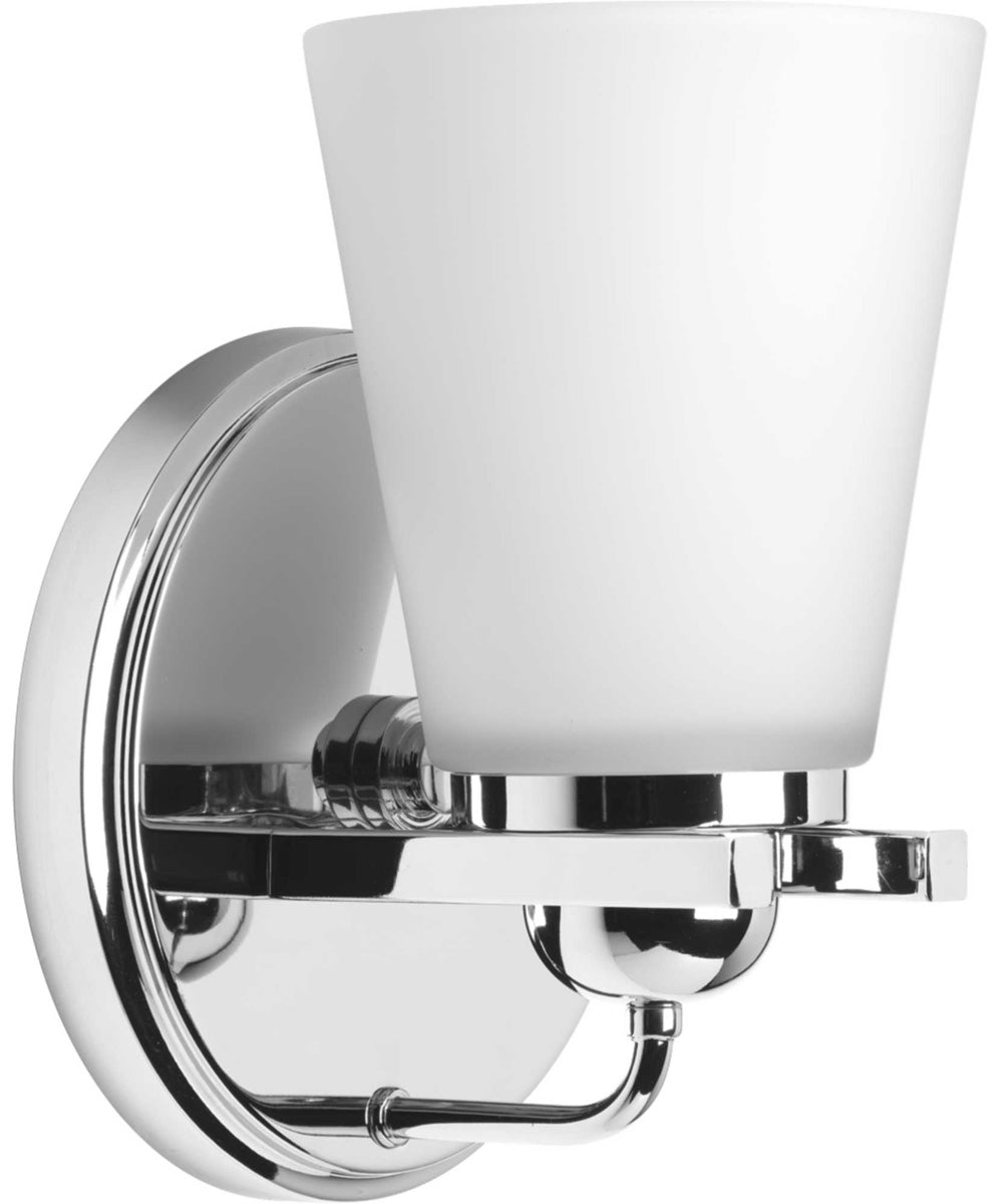 Flight 1-Light Etched Glass Coastal Bath Vanity Light Polished Chrome