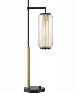 Hagen 1-Light Table Lamp Black/Antique Brass/Clear Glass Shade