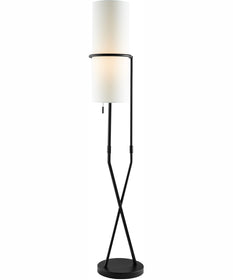 Xandra 1-Light Floor Lamp Black/Off White Fabric Shade