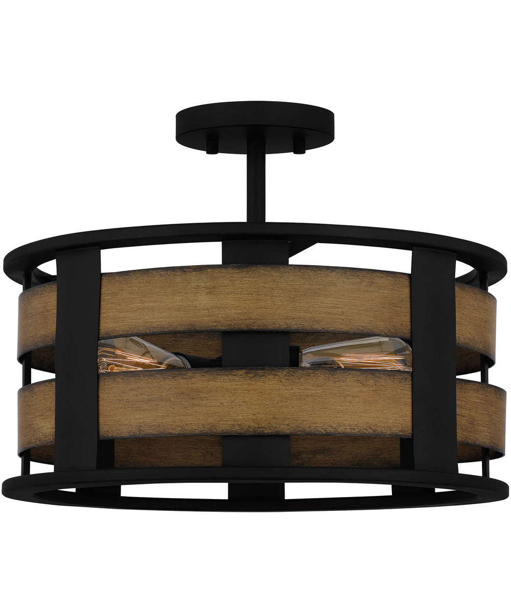 Milton 3-light Semi Flush Mount Matte Black