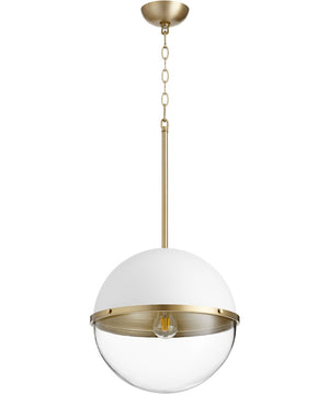 15"W 1-light Pendant Studio White w/ Aged Brass