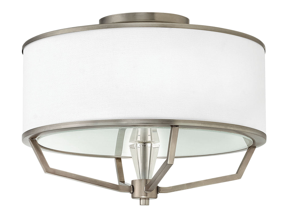 18"W Larchmere 3-Light Semi-flush Mount in English Nickel