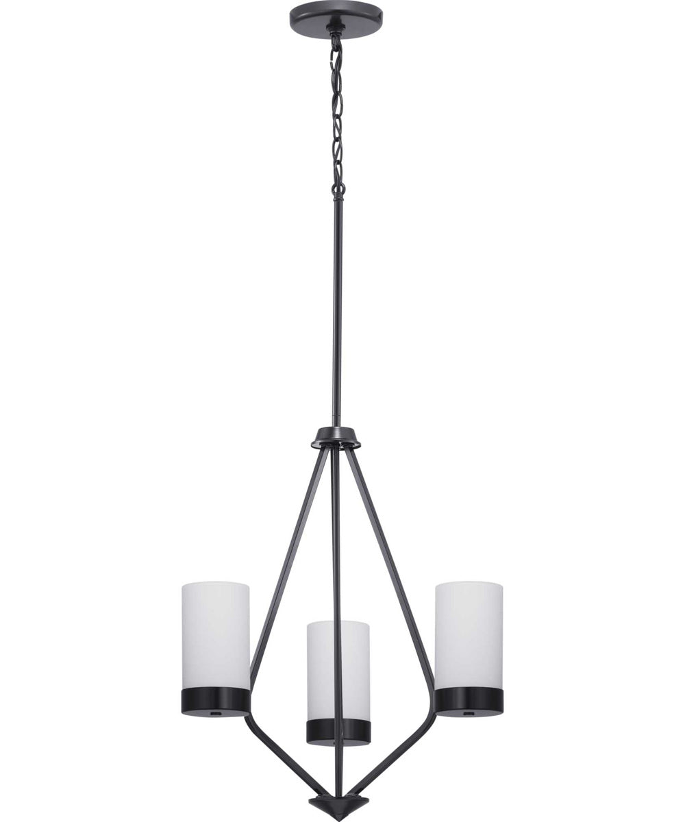 Elevate 3-Light Etched White Glass Mid-Century Modern Chandelier Light Matte Black