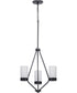 Elevate 3-Light Etched White Glass Mid-Century Modern Chandelier Light Matte Black