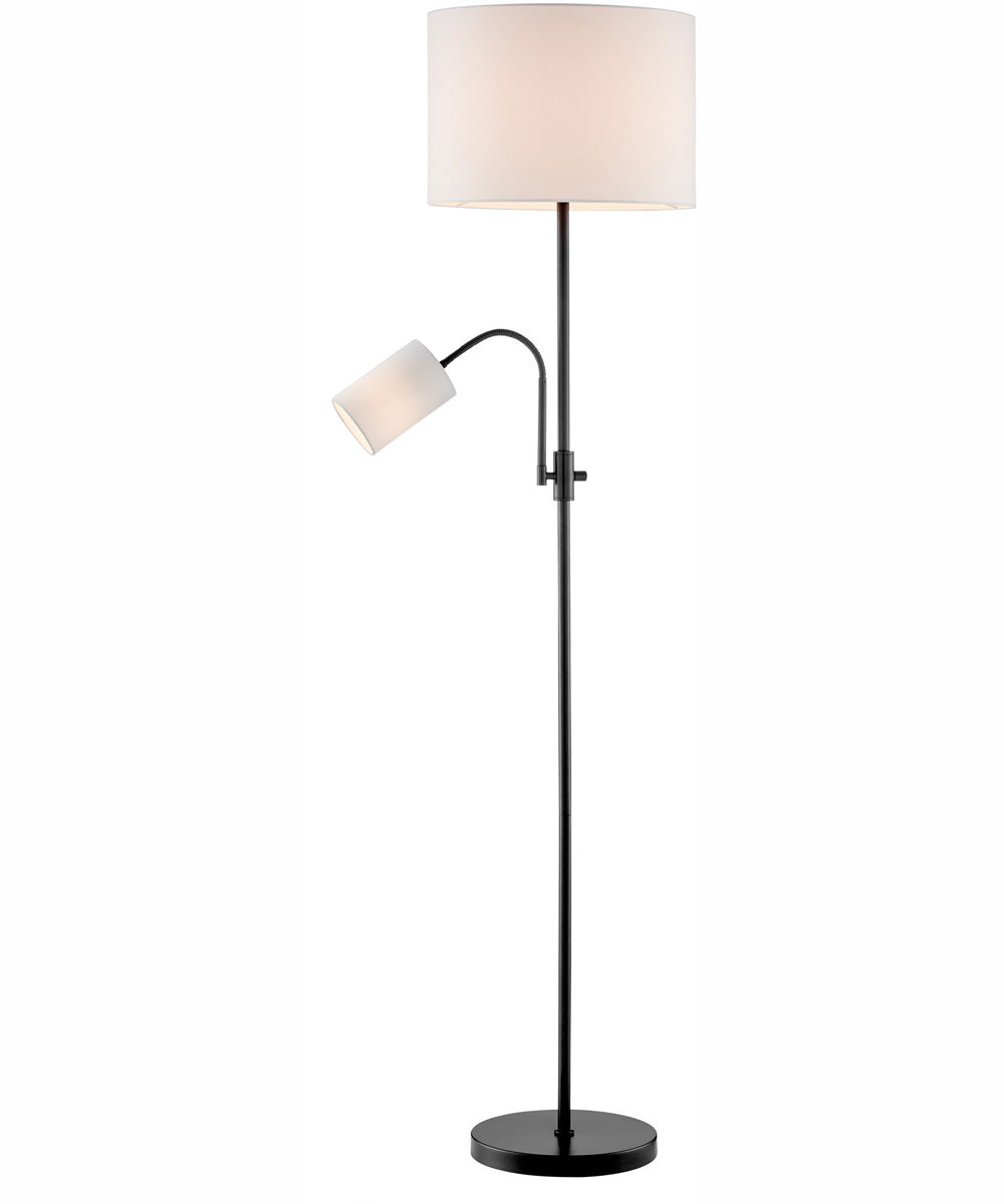 Tayvon 1-Light Floor/Reading Combo Lamp Black/White Fabric Shade