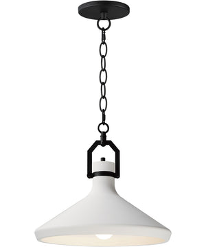 Lumi 16 inch White Plaster Pendant Black