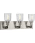 Rushton 3-Light Clear Glass Farmhouse Bath Vanity Light Brushed Nickel