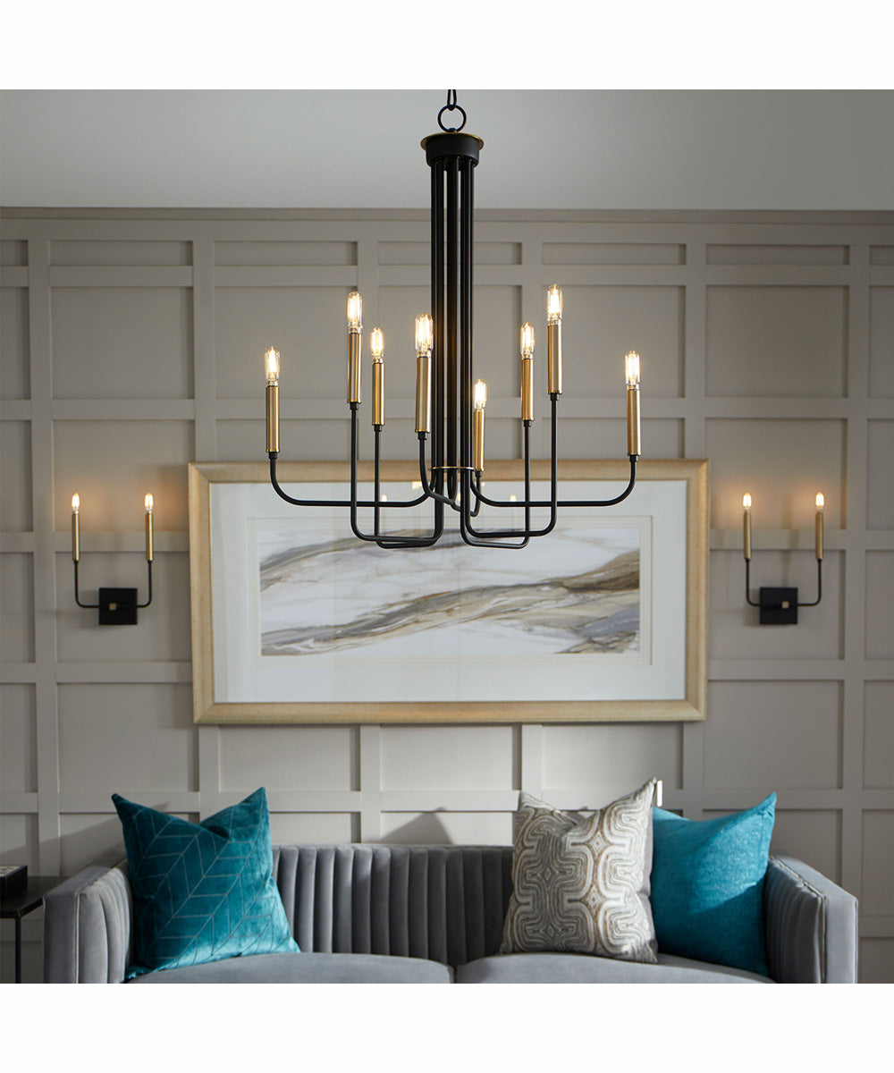 Hope 8-light Chandelier Textured Black w/ Aged Brass