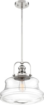 14"W Basel 1-Light Pendant Polished Nickel / Clear