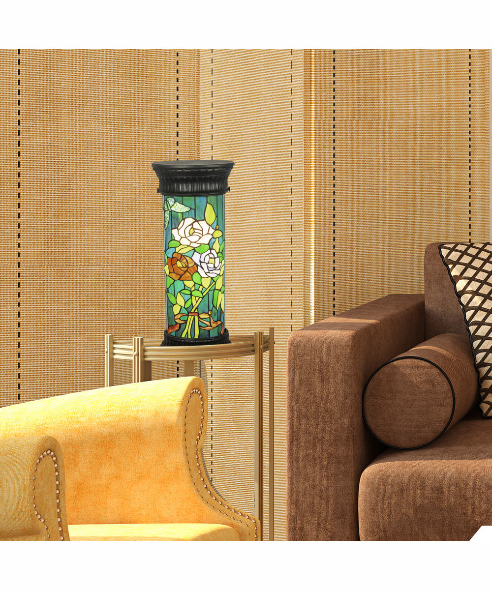 Floral Garden Column Tiffany Accent Lamp