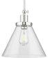 Hinton 1-Light Clear Seeded Glass Vintage Style Hanging Pendant Light Polished Nickel