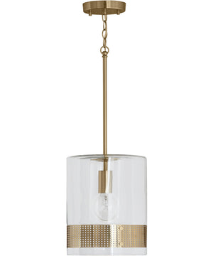 1-Light Pendant In Polished Brass With Clear Glass