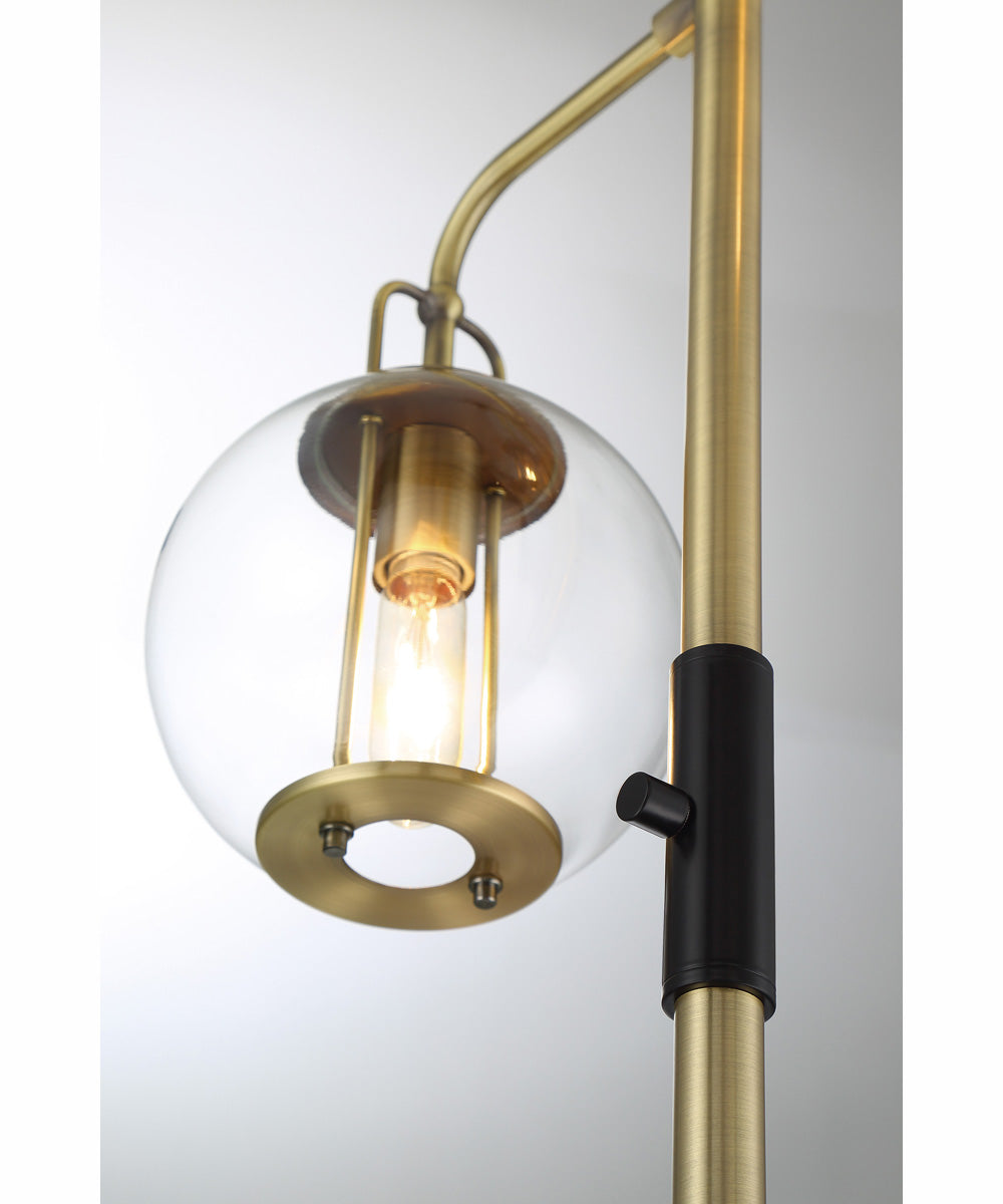 Kaira 3-Light 3-Light Floor Lamp Black/Antique Brass/Clear Glass
