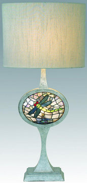 32"H Cameo Dragonfly Lighted-Base  Tiffany Table Lamp