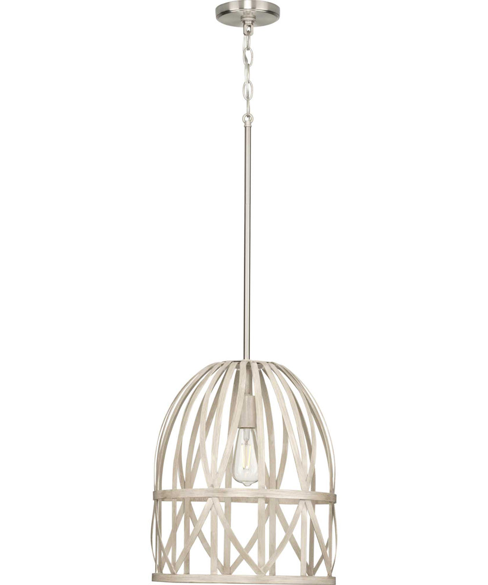 Chastain  1-Light Basket Farmhouse Pendant Light Bleached Oak