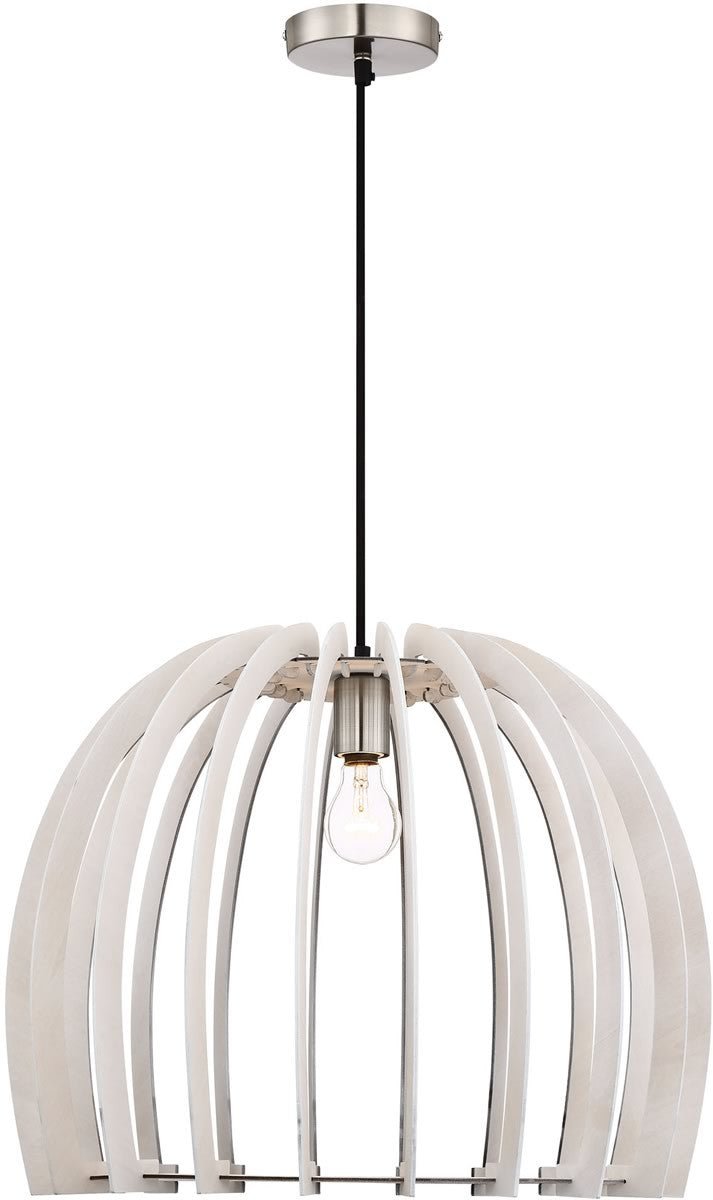 20"W Wood 1-Light  Pendant  White