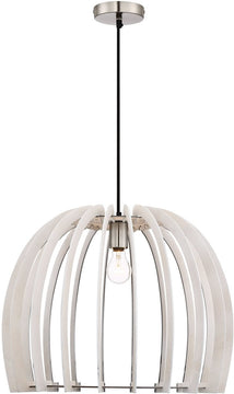 20"W Wood 1-Light  Pendant  White