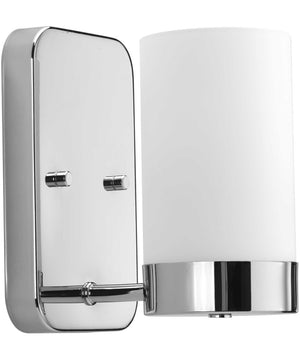 Elevate 1-Light Etched White Glass Mid-Century Modern Bath Vanity Light Polished Chrome