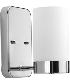 Elevate 1-Light Etched White Glass Mid-Century Modern Bath Vanity Light Polished Chrome