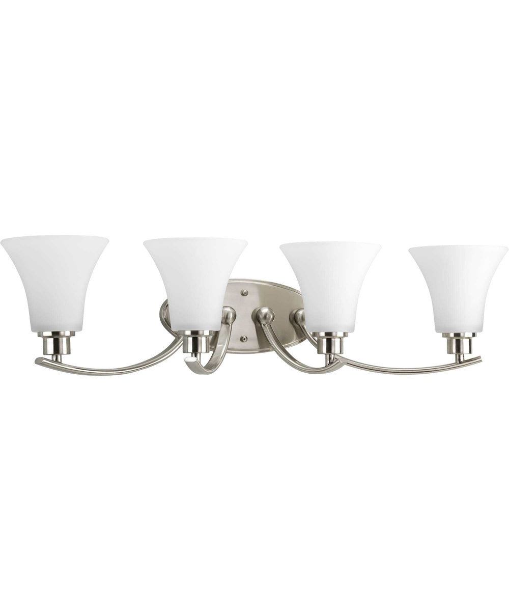 Joy 4-Light Etched Glass Traditional Bath Vanity Light Brushed Nickel