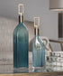 19"H Annabella Teal Glass Bottles Set of 2