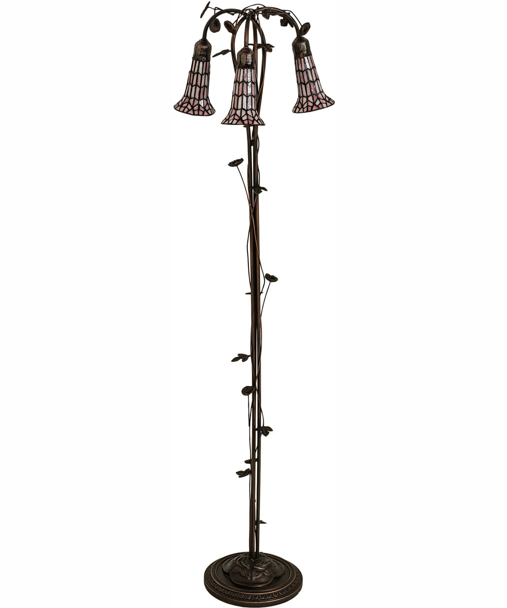 58" High Stained Glass Pond Lily 3 Light Floor Lamp