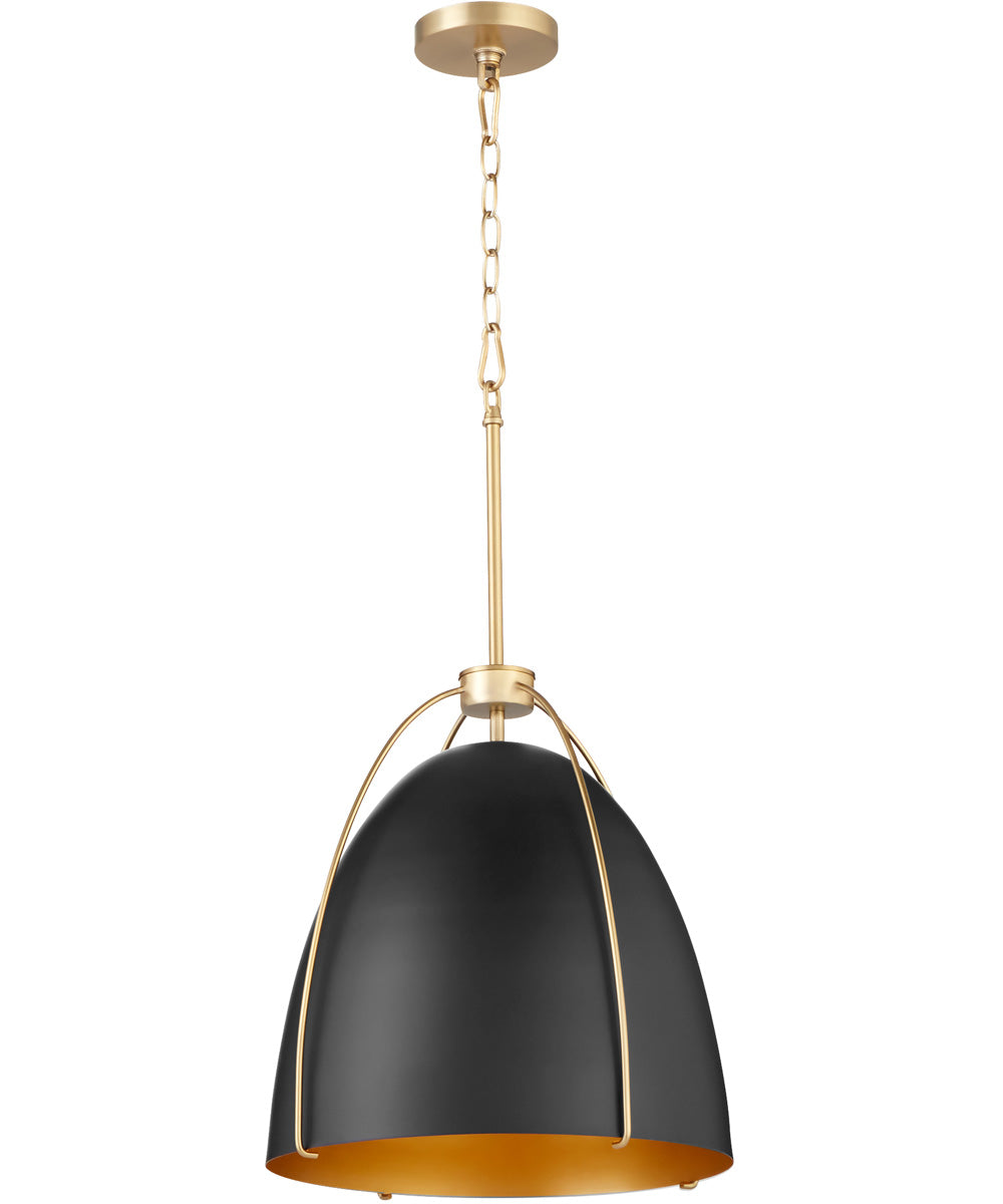 3-light Pendant Matte Black w/ Aged Brass