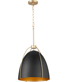 3-light Pendant Matte Black w/ Aged Brass