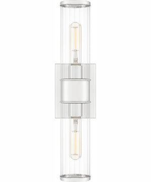 Quoizel Wood Small 2-light Wall Sconce Polished Nickel
